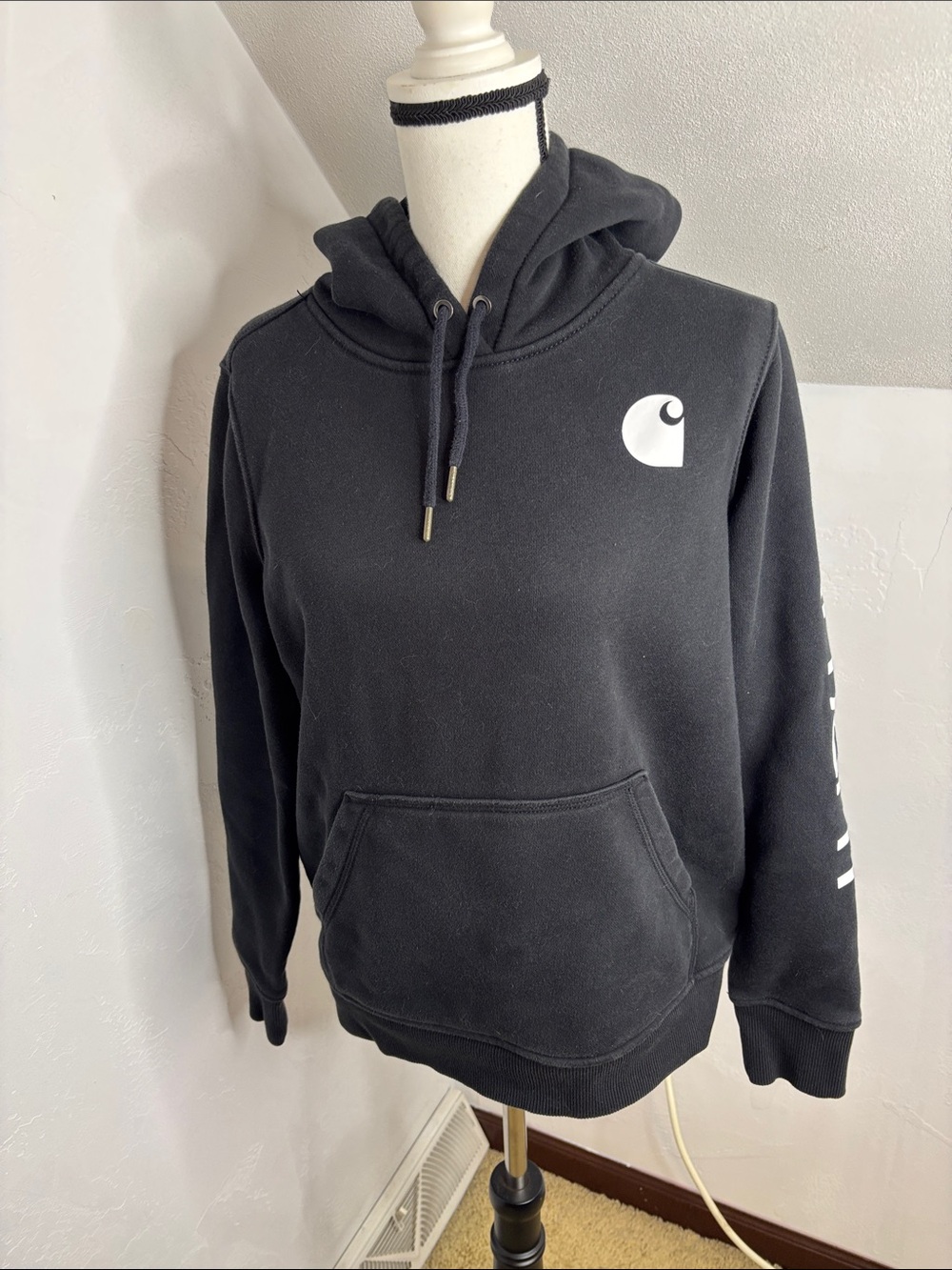 Carhartt Men’s Black Hoodie with White Logo